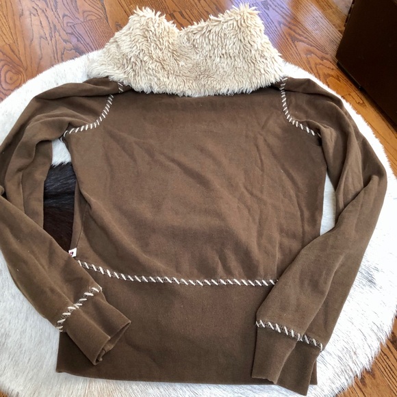 Twisted Heart Brown Fuzzy Collar Full Zip Hoodie - Picture 6 of 6